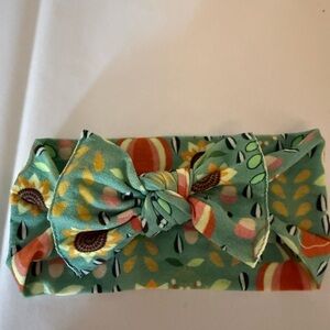 Sunflower Patterned Green Kids Headband